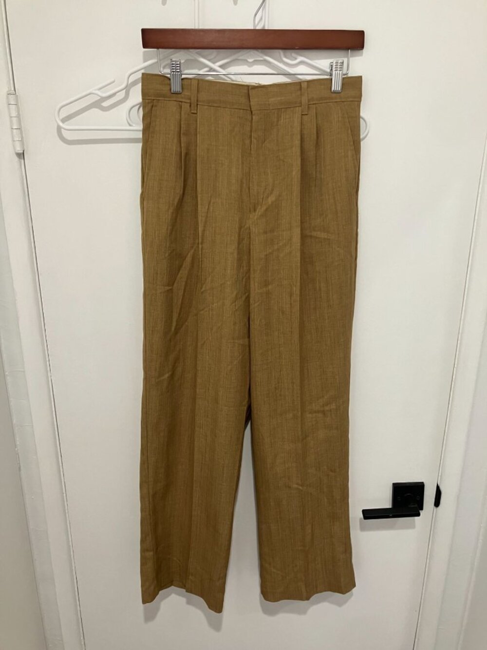 VTG Retro Brand Women's High-Waisted Pleated Trousers, Bronze, Size 28x29.5